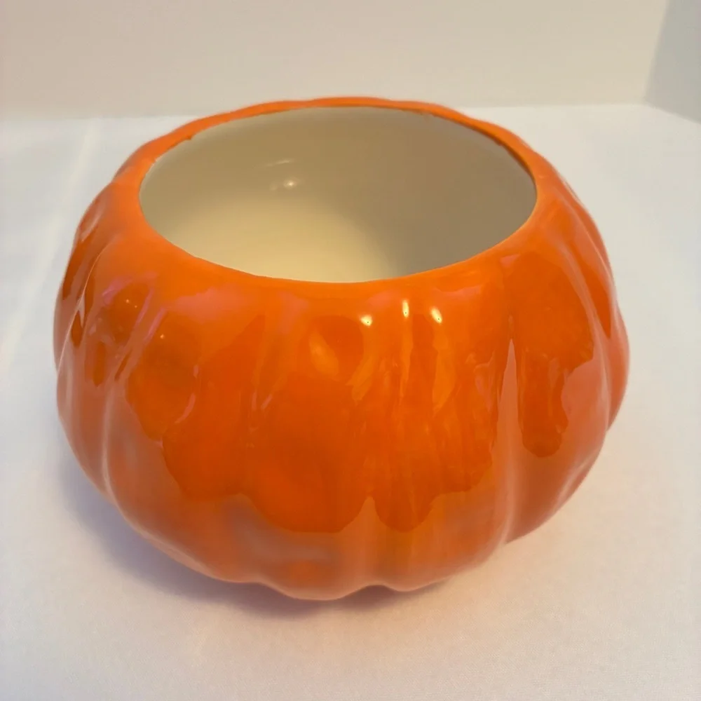 Pumpkin Vases Orange Ceramic Set Of 2